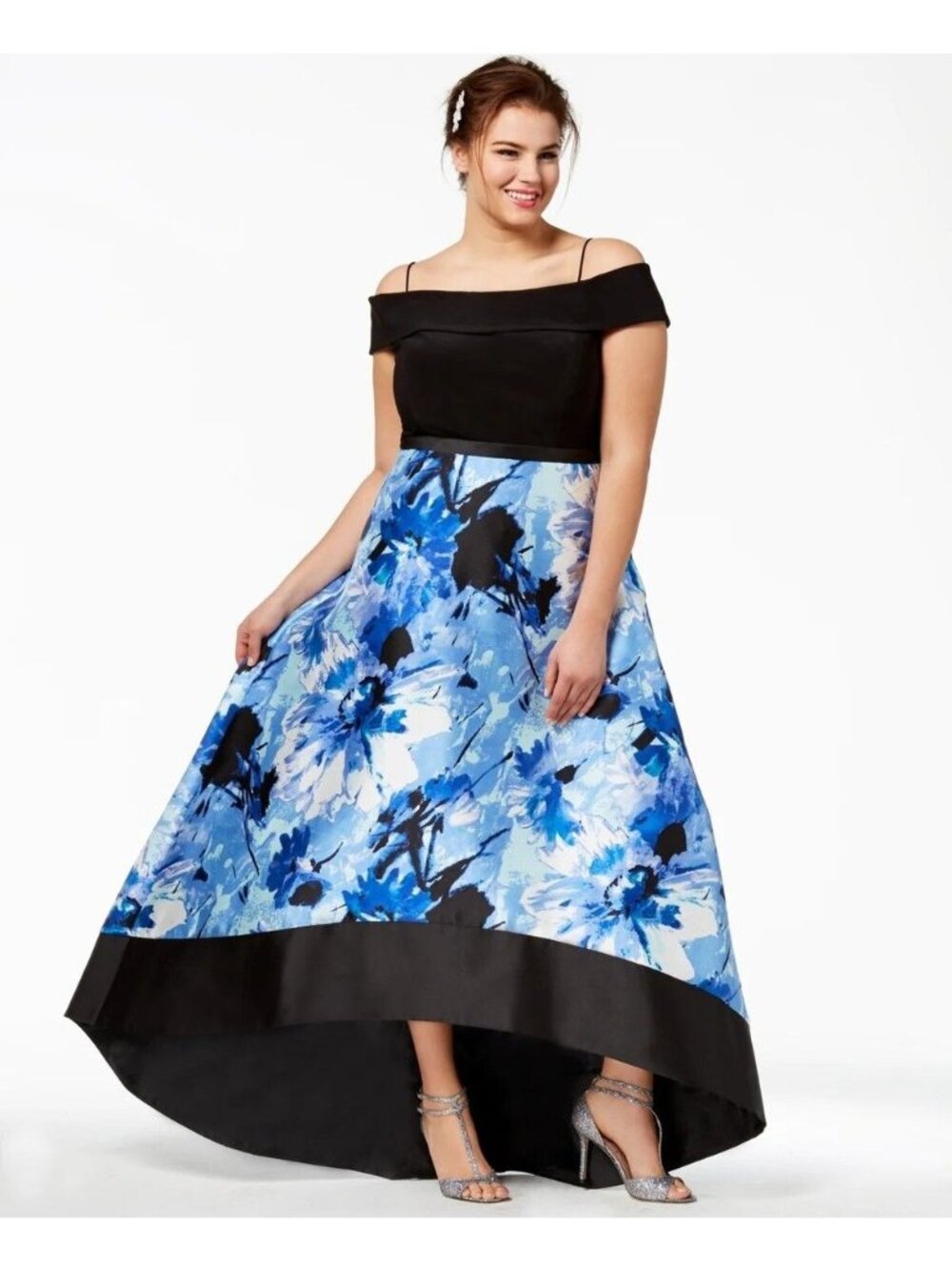 MORGAN & CO Black Blue Hi Low Ball Gown Size 22W